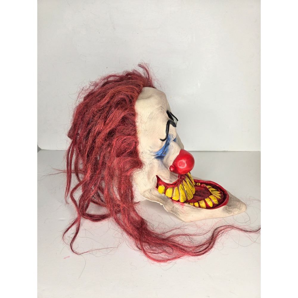Scary Evil Clown Halloween Mask Red Hair Big Teeth Horror Costume Killer Klown - Picture 5 of 8